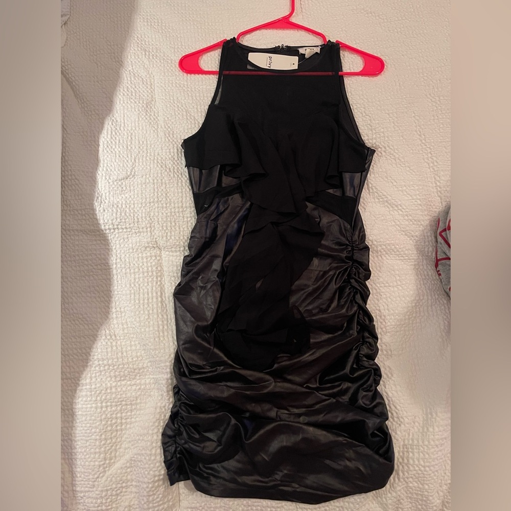Privy Black Ruched Mini Dress